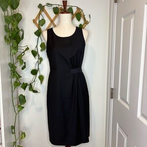 J. CREW Super 120's Black Side Ruche Wool Sheath Dress